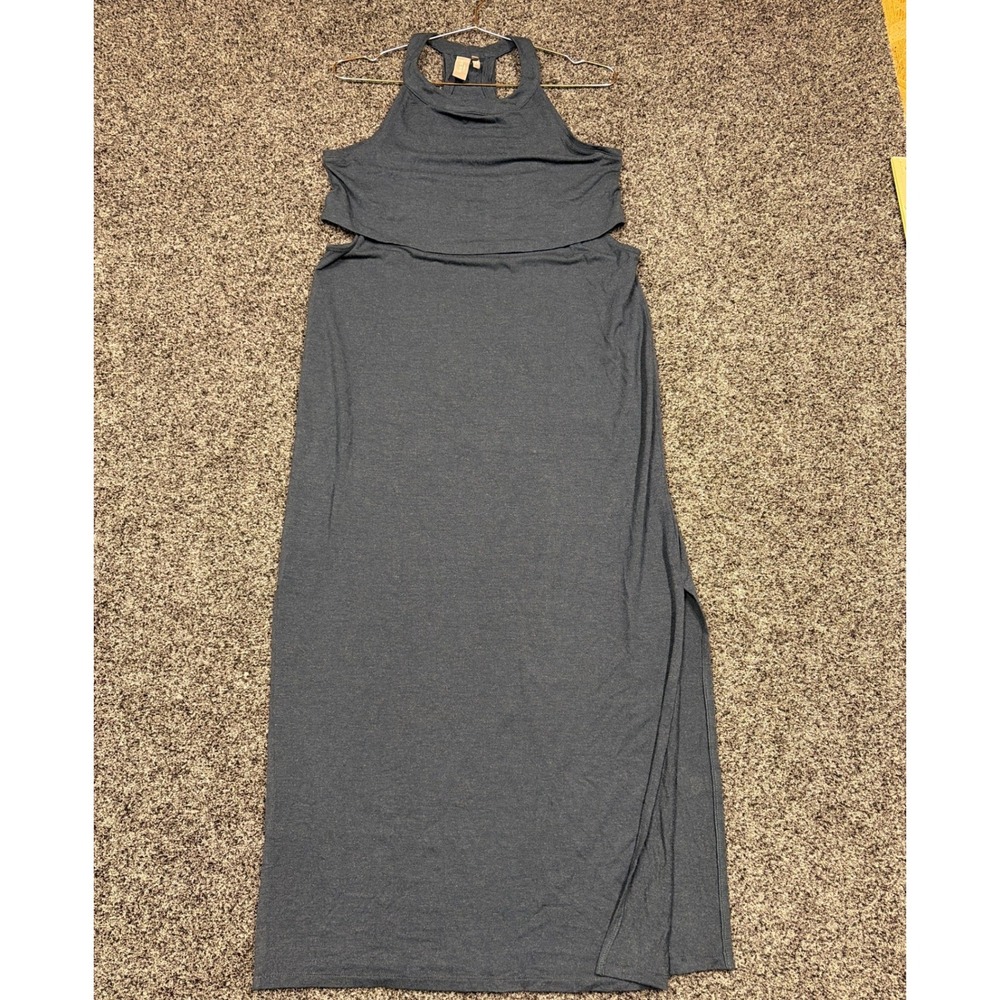 Sweaty Betty Dress Womens S blue Maxi Racerback Halter Layered Slit Athleisure